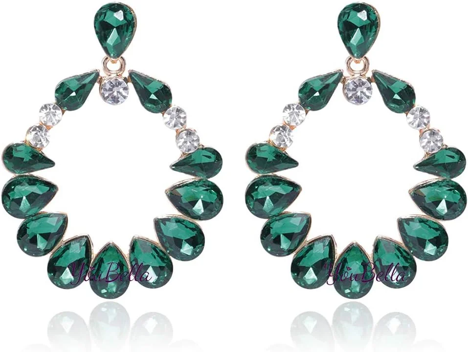 گوشواره های گلدار کریستالی با روکش طلای YouBella مناسب برای زنان (سبز)