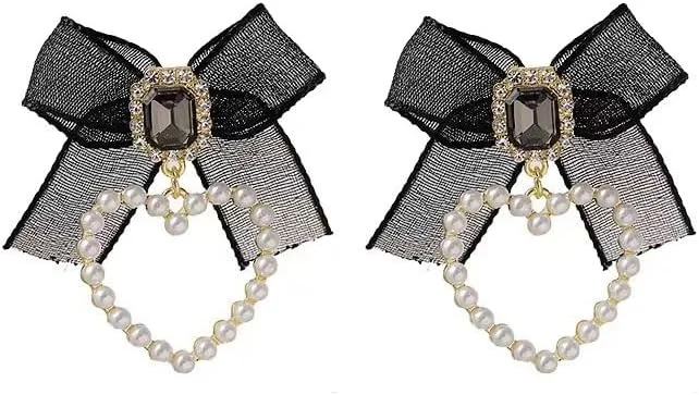 گوشواره های مرواریدی شیک با الهام از سلبریتی ها YouBella Fashion Jewellery برای زنان و دختران (مشکی) (YBEAR_33391)