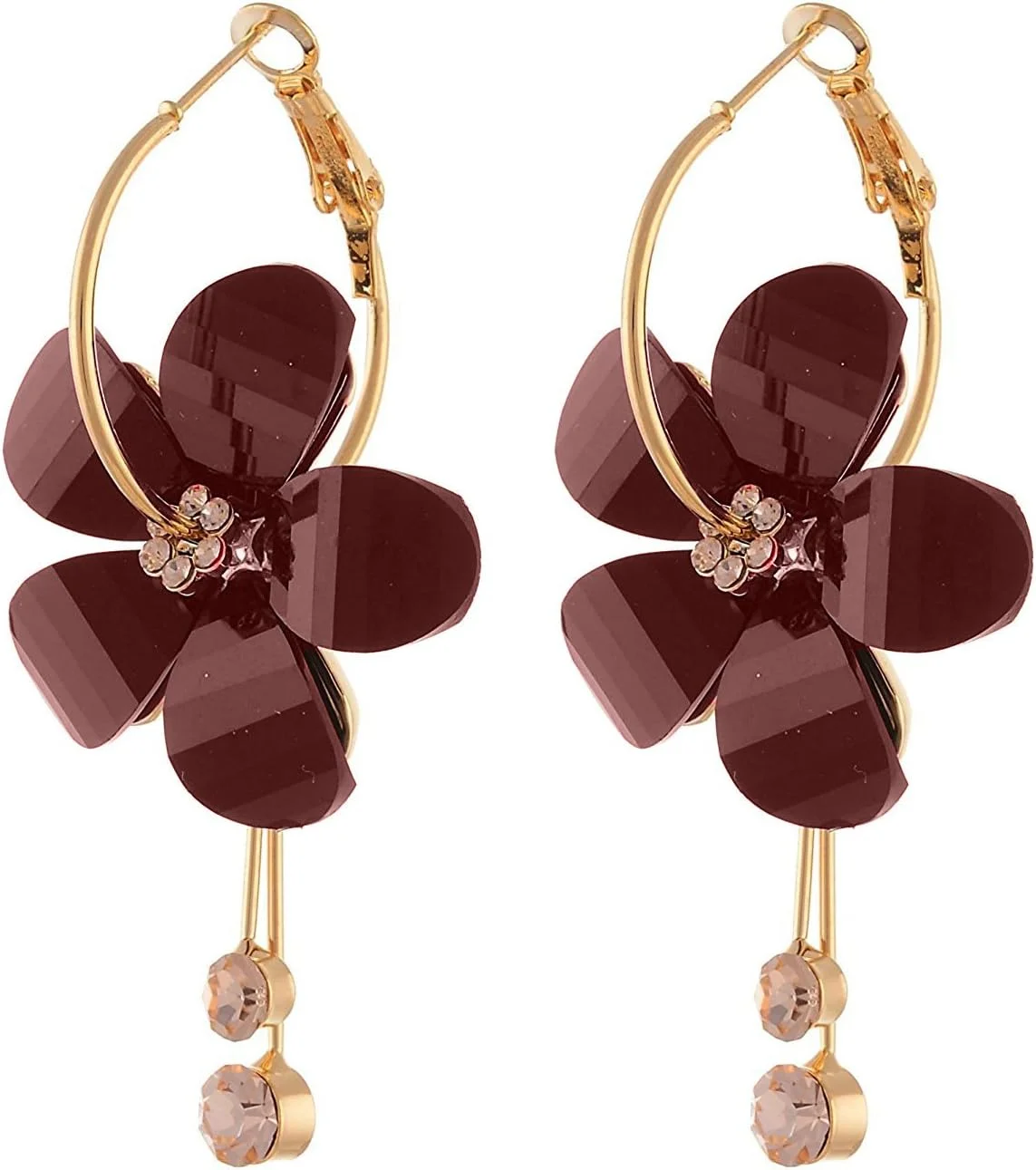 گوشواره های گلدار روکش طلایی YouBella Jewellery برای دختران و زنان، روکش طلایی، بدون سنگ قیمتی