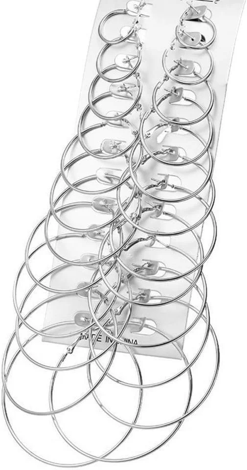 ست گوشواره زنانه یوتبلا، حلقه ای نقره ای (نقره ای) (YBEAR_32774)