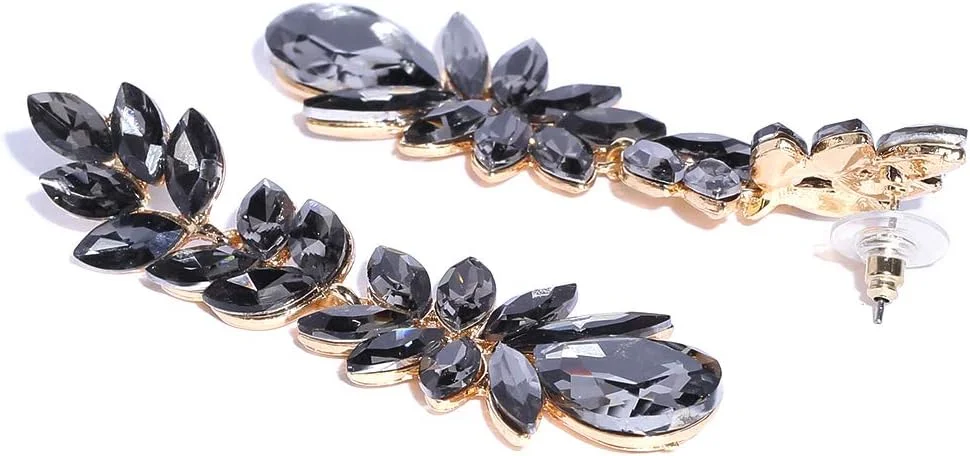 گوشواره های شیک زنانه و دخترانه YouBella Jewellery با نگین زیرکونیا سویسی AAA (مشکی) - کالکشن ولنتاین گوشواره های شیک زنانه و دخترانه YouBella Jewellery با نگین زیرکونیا سویسی AAA (مشکی) - کالکشن ولنتاین