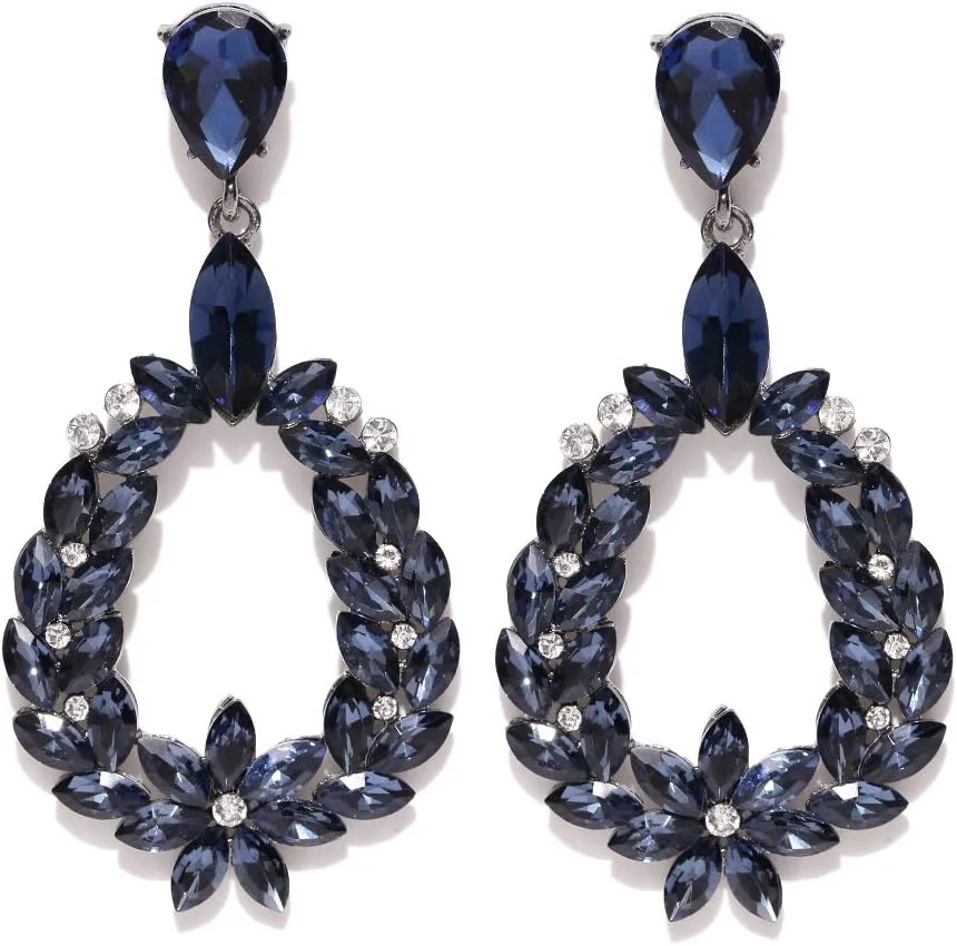 گوشواره های زیرکون سوئیسی AAA YouBella Jewellery Valentine Collection، گوشواره های مجلسی فانتزی برای دختران و زنان (آبی)