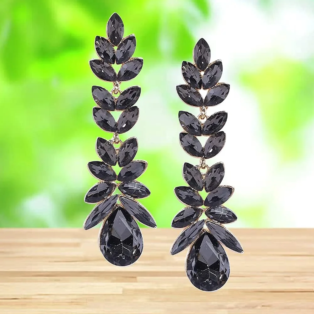 گوشواره های شیک زنانه و دخترانه YouBella Jewellery با نگین زیرکونیا سویسی AAA (مشکی) - کالکشن ولنتاین گوشواره های شیک زنانه و دخترانه YouBella Jewellery با نگین زیرکونیا سویسی AAA (مشکی) - کالکشن ولنتاین