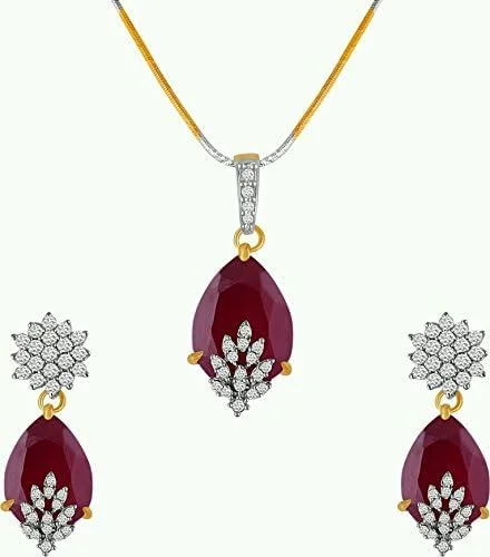 مجموعه امضای YouBella، ست ترکیبی الماس آمریکایی شامل گردنبند با گوشواره، دستبند و انگشتر برای دختران و زنان (قرمز) مجموعه امضای YouBella، ست ترکیبی الماس آمریکایی شامل گردنبند با گوشواره، دستبند و انگشتر برای دختران و زنان (قرمز)