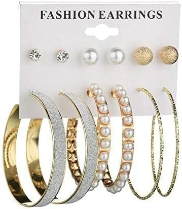 ست گوشواره حلقه ای و میخی روکش طلایی یوولا برای زنان و دختران (طلایی) (YBEAR_32869) ست گوشواره حلقه ای و میخی روکش طلایی یوولا برای زنان و دختران (طلایی) (YBEAR_32869)