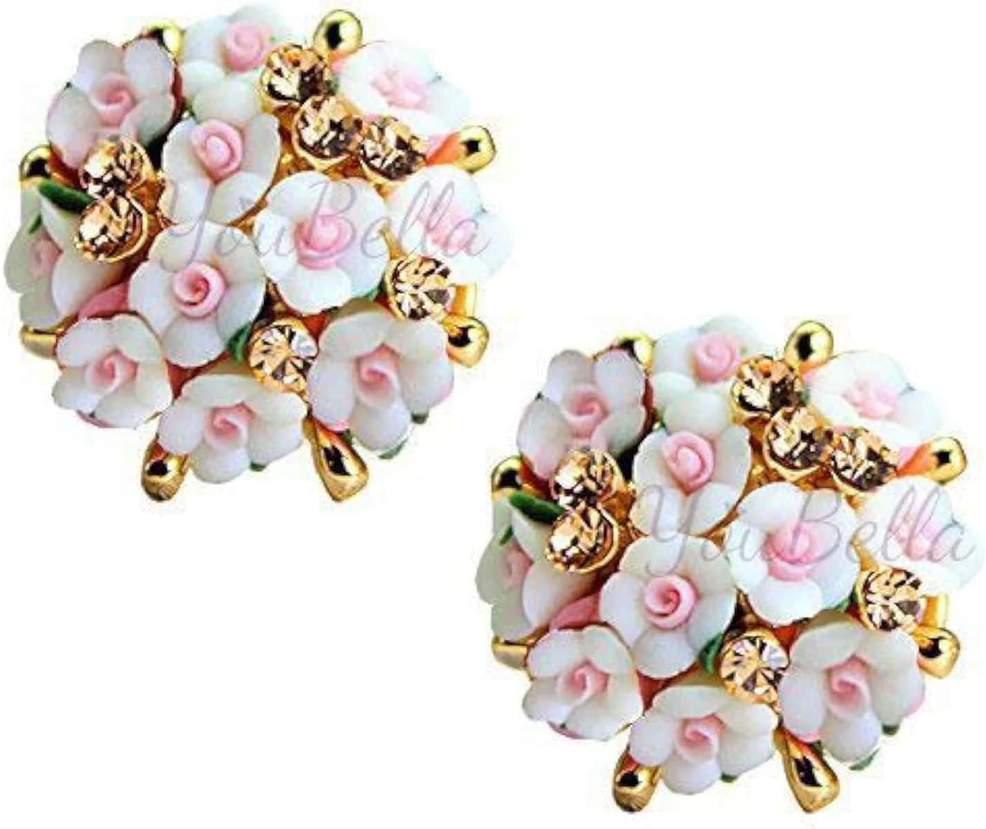 گوشواره های میخی طلایی زنانه یوولا، مناسب برای مهمانی (سفید)(YBEAR_31656)