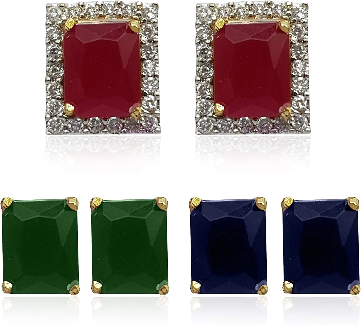 گوشواره های چند رنگ مثلثی شکل با نگین های الماس آمریکایی YouBella، مناسب برای دختران و زنان