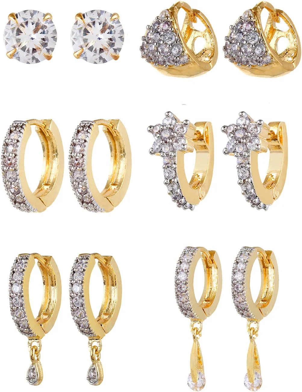 گوشواره های حلقه ای روکش طلایی زنانه YouBella (طلایی) (YBECB_12)