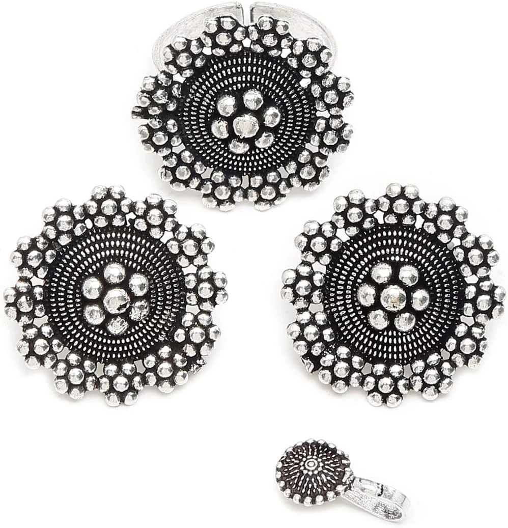 ست جواهرات مد روز یوBella برای زنان، ست گردنبند و گوشواره جواهرات قبیله ای با روکش نقره ای اکسید شده عتیقه برای زنان و دختران