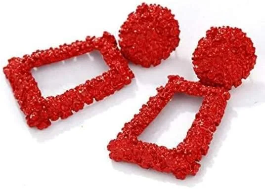 گوشواره های برنجی کریستالی دست ساز الهام گرفته از افراد مشهور YouBella Jewellery برای زنان (قرمز)