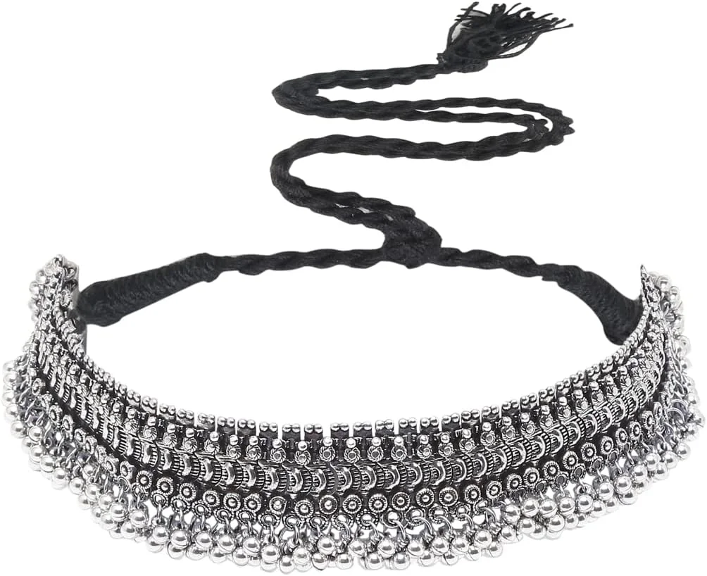 ست جواهرات مد روز یوBella برای زنان، ست گردنبند و گوشواره جواهرات قبیله ای با روکش نقره ای اکسید شده عتیقه برای زنان و دختران