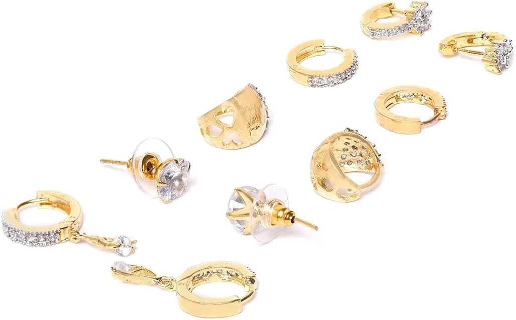 گوشواره های حلقه ای روکش طلایی زنانه YouBella (طلایی) (YBECB_12) گوشواره های حلقه ای روکش طلایی زنانه YouBella (طلایی) (YBECB_12)