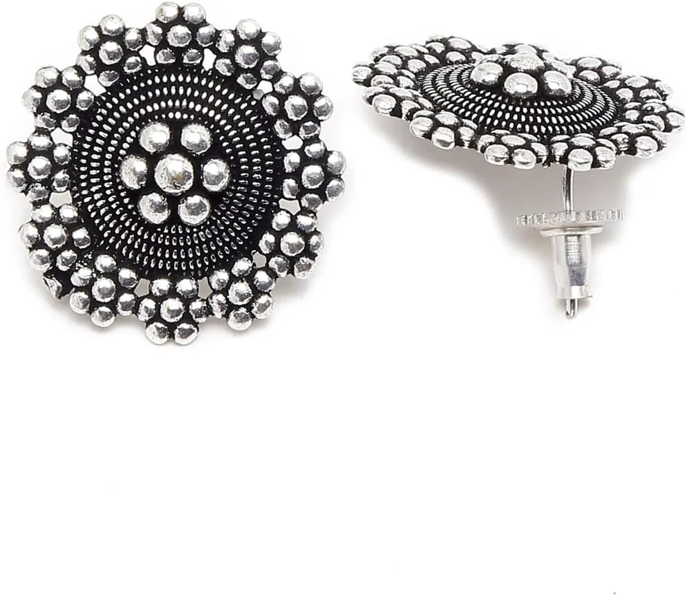 ست جواهرات مد روز یوBella برای زنان، ست گردنبند و گوشواره جواهرات قبیله ای با روکش نقره ای اکسید شده عتیقه برای زنان و دختران