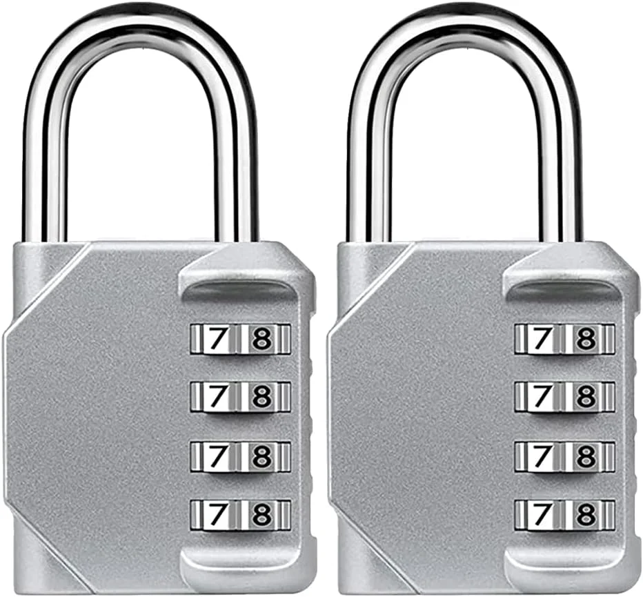 قفل ترکیبی ALLNEWELOOK، قفل رمزی 4 رقمی برای چمدان، کمدهای ورزشی مدرسه، حصار، جعبه ابزار، کیف، کابینت های قفل دار. بسته 2 عددی قفل کمد (2 عددی نقره ای)
