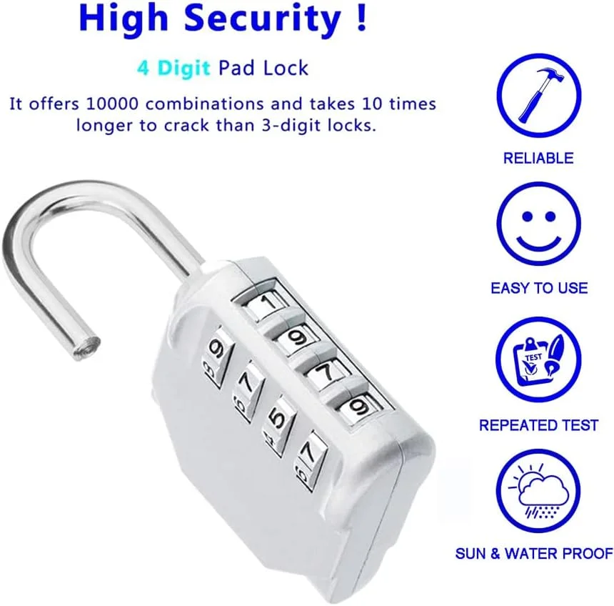 قفل ترکیبی ALLNEWELOOK، قفل رمزی 4 رقمی برای چمدان، کمدهای ورزشی مدرسه، حصار، جعبه ابزار، کیف، کابینت های قفل دار. بسته 2 عددی قفل کمد (2 عددی نقره ای)