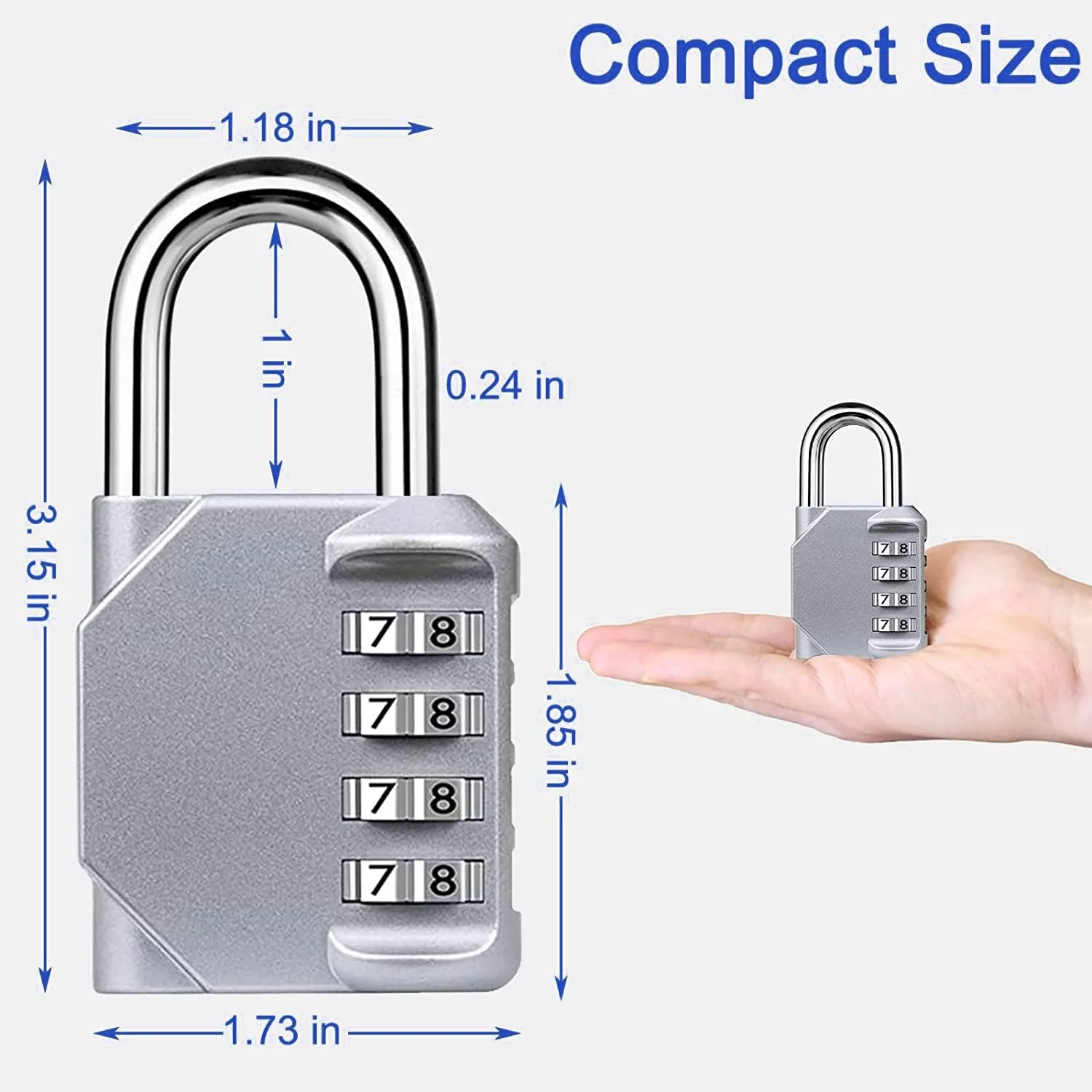 قفل ترکیبی ALLNEWELOOK، قفل رمزی 4 رقمی برای چمدان، کمدهای ورزشی مدرسه، حصار، جعبه ابزار، کیف، کابینت های قفل دار. بسته 2 عددی قفل کمد (2 عددی نقره ای)