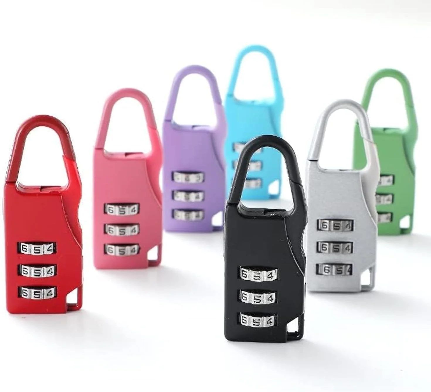 قفل رمزدار کوچک آکایسی 7 عددی، قفل ترکیبی 3 رقمی رنگارنگ، قفل های ضد سرقت آلیاژ روی برای چمدان، کوله پشتی، کمد، قفل ضد سرقت برای مدرسه و باشگاه
