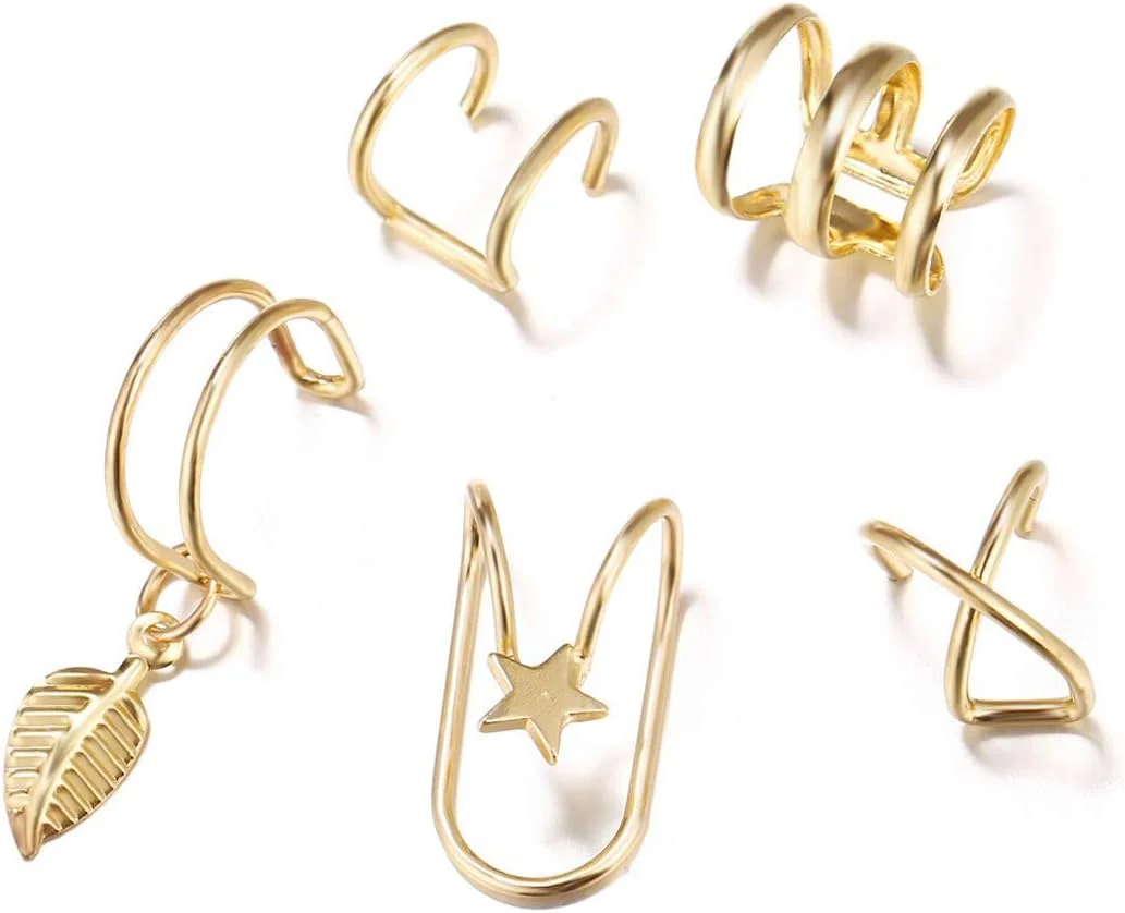 گوشواره های بدون سوراخ یو شکل YouBella Jewellery مدل (YBEAR_32870) طلایی، سایز متوسط، مناسب زنان و دختران