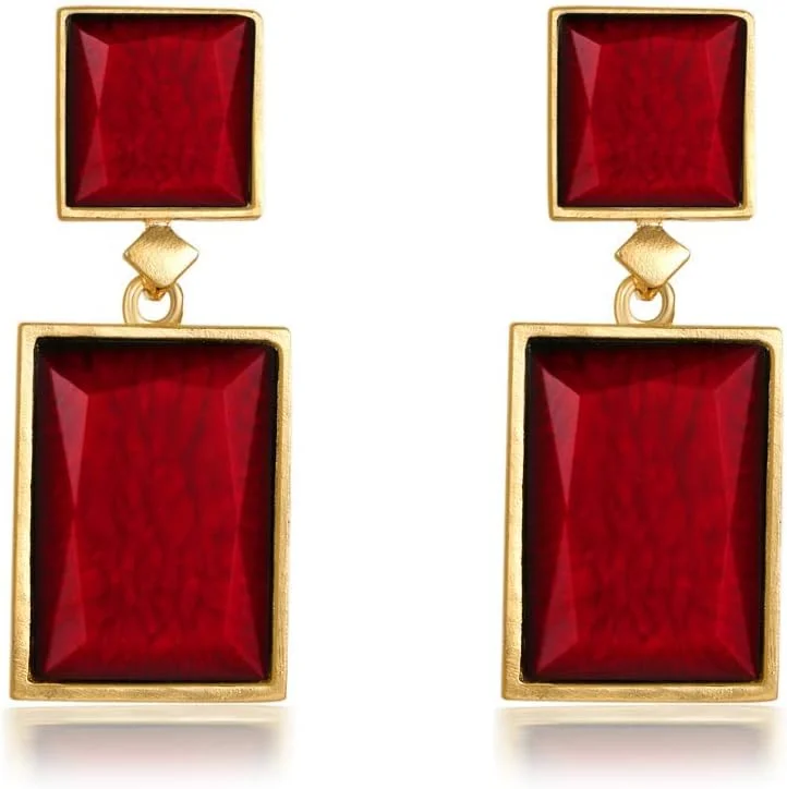 گوشواره زنانه YouBella Jewellery، کریستال روکش طلایی دست ساز برای دختران و زنان (قرمز)