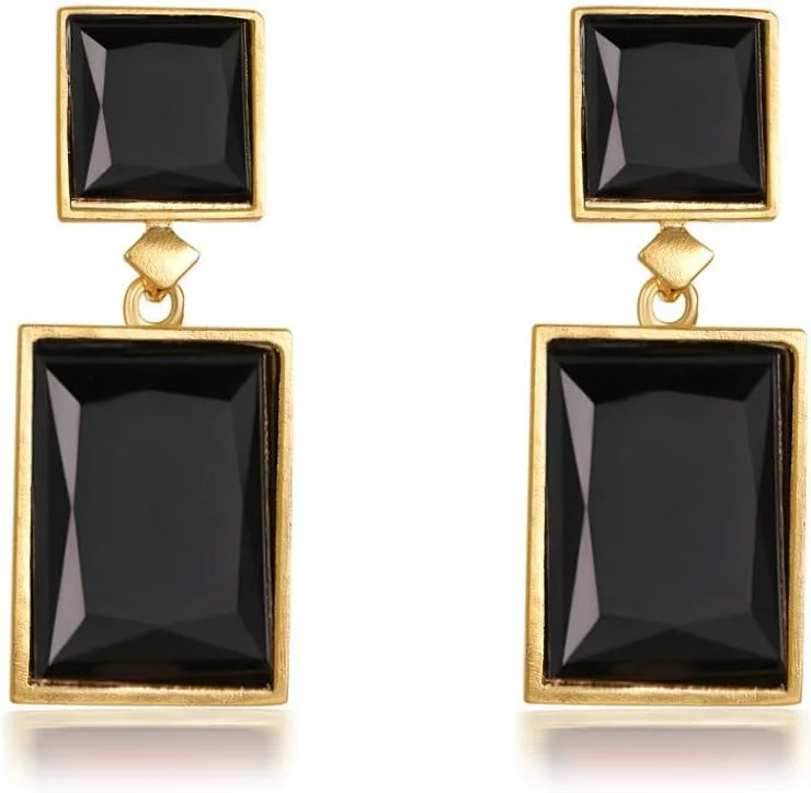 گوشواره های دست ساز کریستالی روکش طلایی دخترانه و زنانه YouBella Jewellery (مشکی)