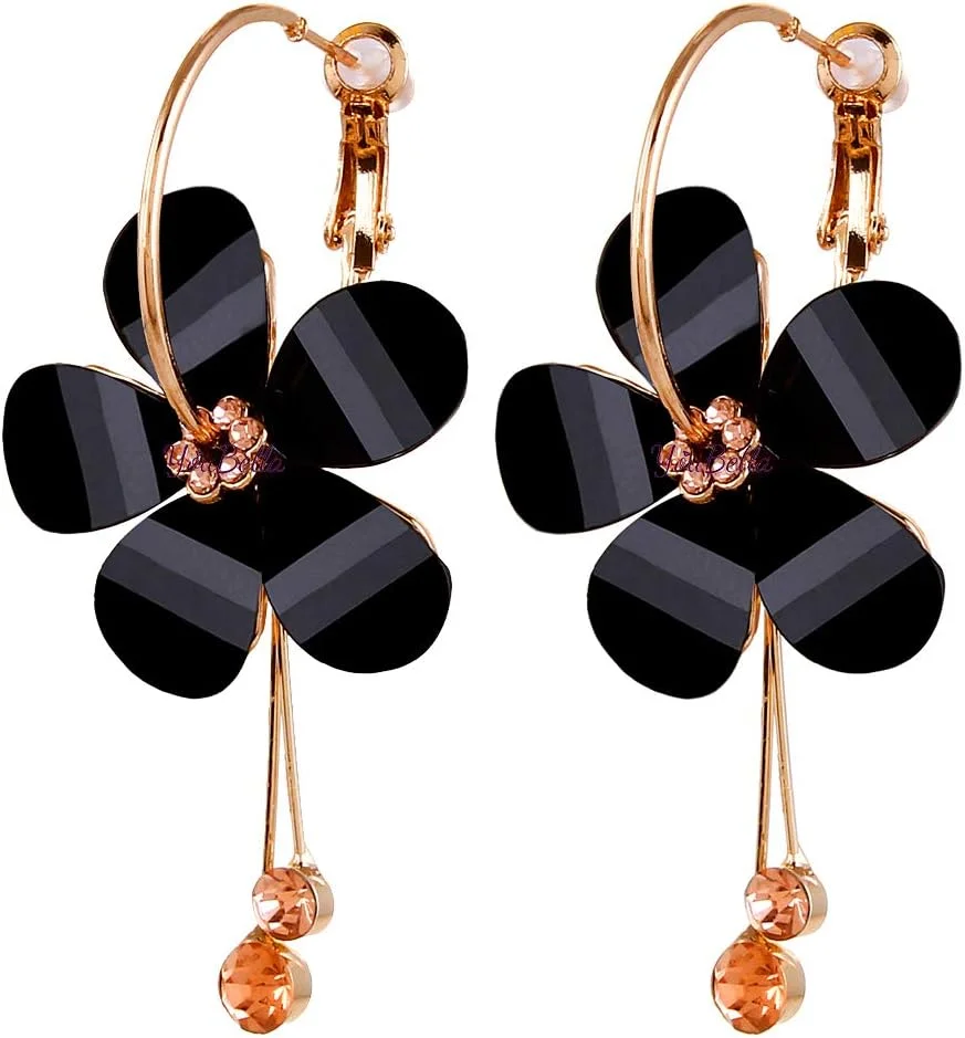 گوشواره های آویز طلایی زنانه یوولا مناسب مهمانی (مشکی)(YBEAR_31192)