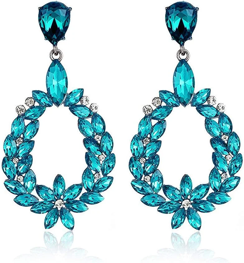 گوشواره های زیرکون سوئیسی AAA مجموعه ولنتاین YouBella Jewellery، گوشواره های فانتزی و مجلسی برای دختران و زنان (آبی آکوآ)