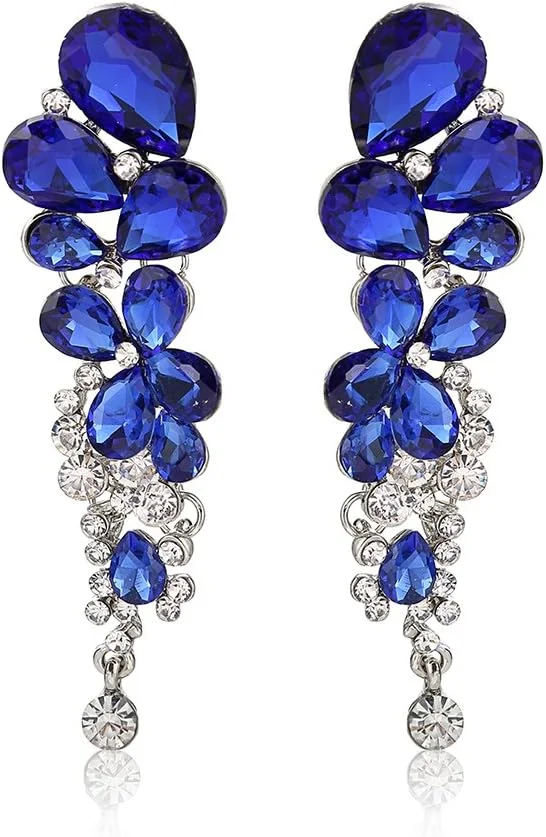 یو‌بلا گوشواره آویز نقره‌ای طرح مجلسی شیک زنانه (آبی) (YBEAR_32151)