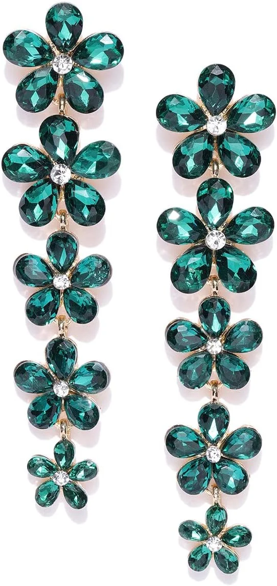 گوشواره های مجلسی و فانتزی زنانه و دخترانه YouBella با روکش طلای کلکسیون ولنتاین و نگین های زیرکون سوئیسی AAA