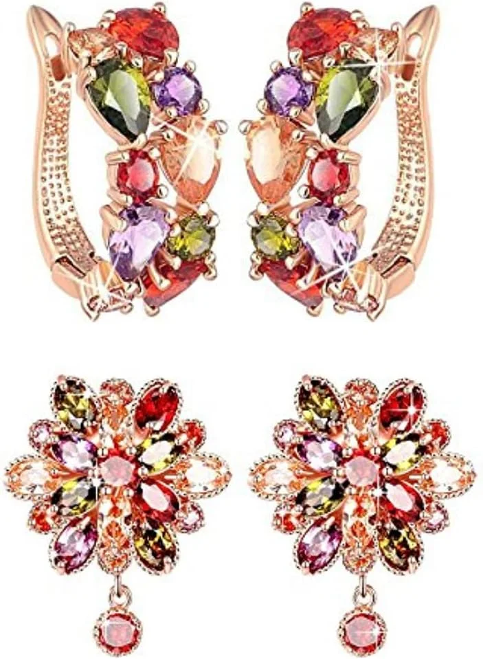 گوشواره های میخی زنانه یوتبلا با طراحی شیک و روکش طلایی مناسب مهمانی (چند رنگ) (Ybear_32177)