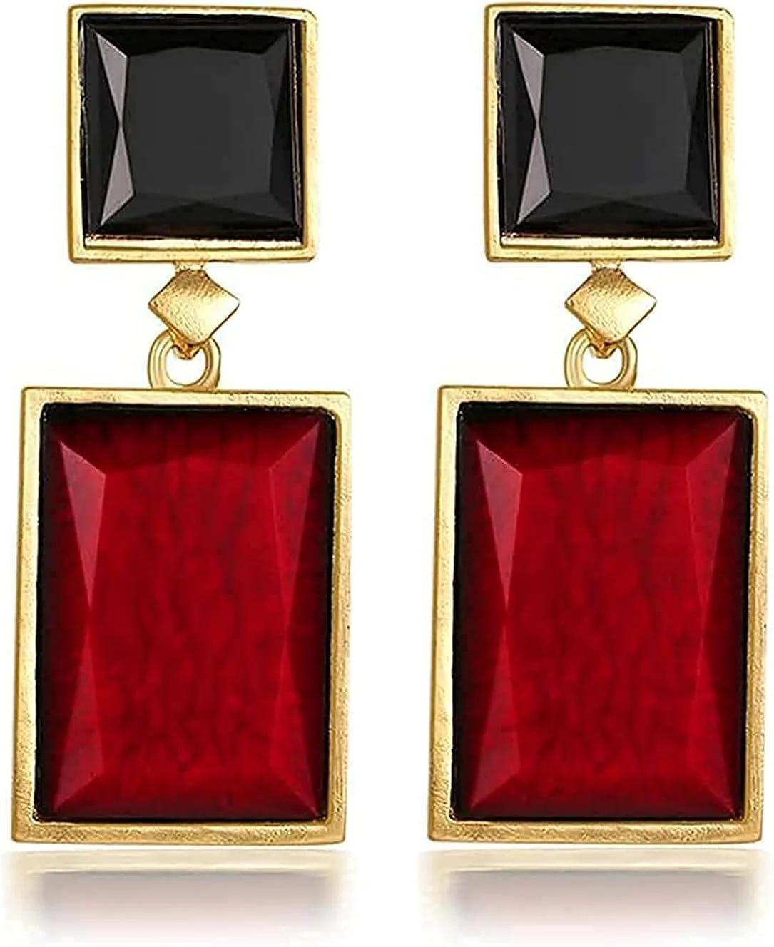 گوشواره های دست ساز نگین دار قرمز و مشکی YouBella Jewellery با روکش طلایی برای دختران و زنان