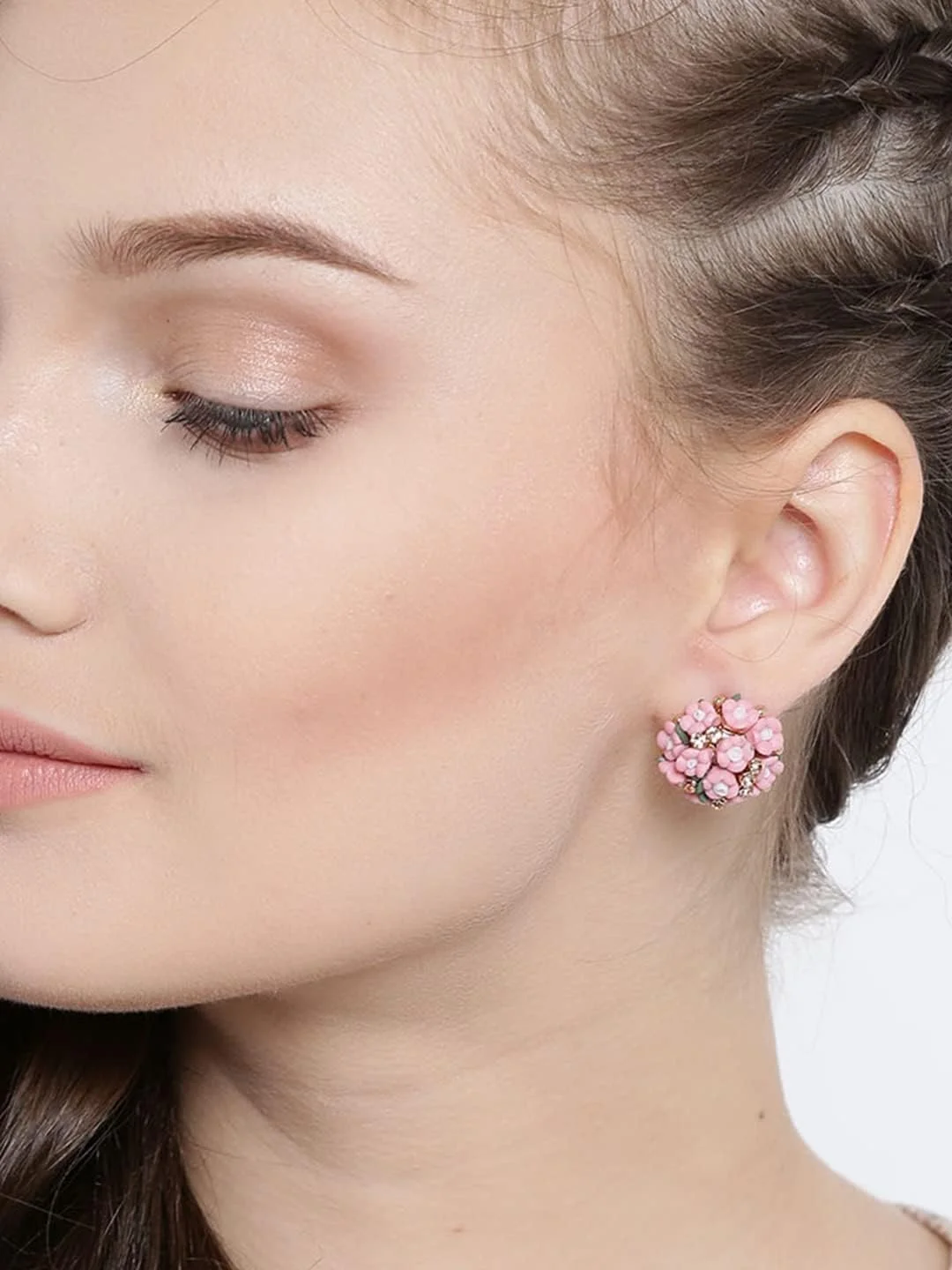 گوشواره های رزینی طرح گل با روکش طلای YouBella Jewellery برای زنان و دختران (صورتی)