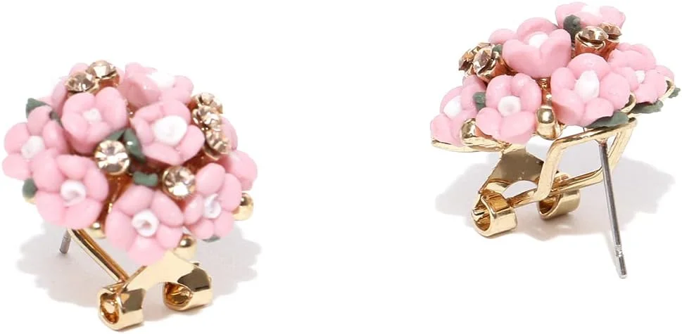 گوشواره های رزینی طرح گل با روکش طلای YouBella Jewellery برای زنان و دختران (صورتی)