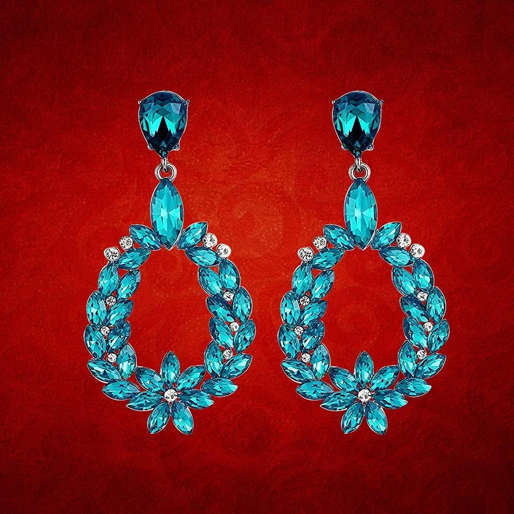 گوشواره های زیرکون سوئیسی AAA مجموعه ولنتاین YouBella Jewellery، گوشواره های فانتزی و مجلسی برای دختران و زنان (آبی آکوآ) گوشواره های زیرکون سوئیسی AAA مجموعه ولنتاین YouBella Jewellery، گوشواره های فانتزی و مجلسی برای دختران و زنان (آبی آکوآ)