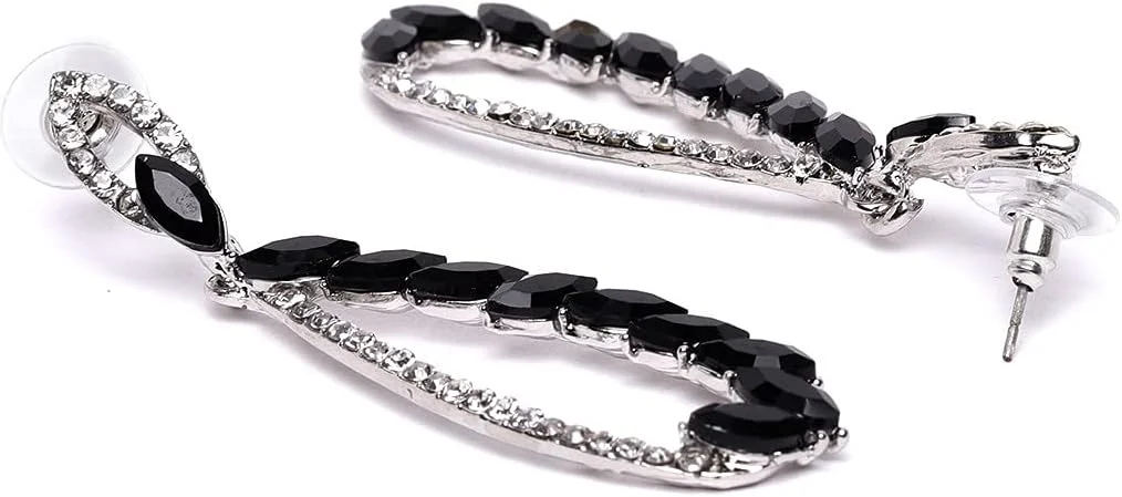 گوشواره های آویز نقره ای زنانه یوولا، مناسب برای مهمانی (مشکی) (YBEAR_32192) گوشواره های آویز نقره ای زنانه یوولا، مناسب برای مهمانی (مشکی) (YBEAR_32192)