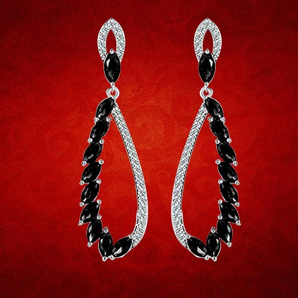 گوشواره های آویز نقره ای زنانه یوولا، مناسب برای مهمانی (مشکی) (YBEAR_32192) گوشواره های آویز نقره ای زنانه یوولا، مناسب برای مهمانی (مشکی) (YBEAR_32192)