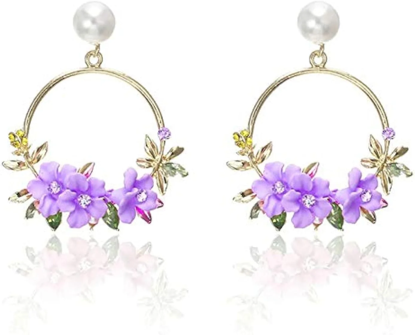 گوشواره زنانه یوولا جواهری، گوشواره های رزینی گلدار شیک برای دختران و زنان (بنفش)