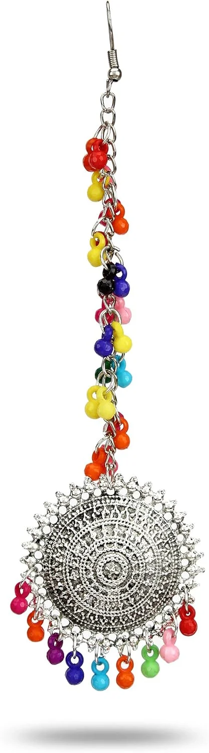 یوطلا گوشواره های آویز چند رنگ نقره ای با طرح های افغانی، کشمیری و قبیله ای برای زنان