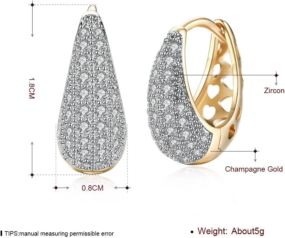 یوتبلا گوشواره های طلایی طرح کریستال، مدل 2، مناسب دختران و زنان