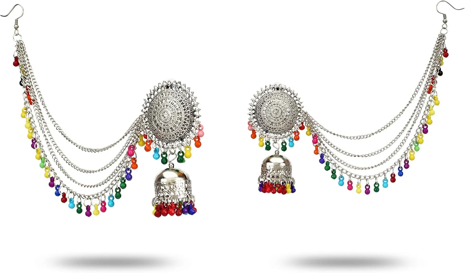 یوطلا گوشواره های آویز چند رنگ نقره ای با طرح های افغانی، کشمیری و قبیله ای برای زنان