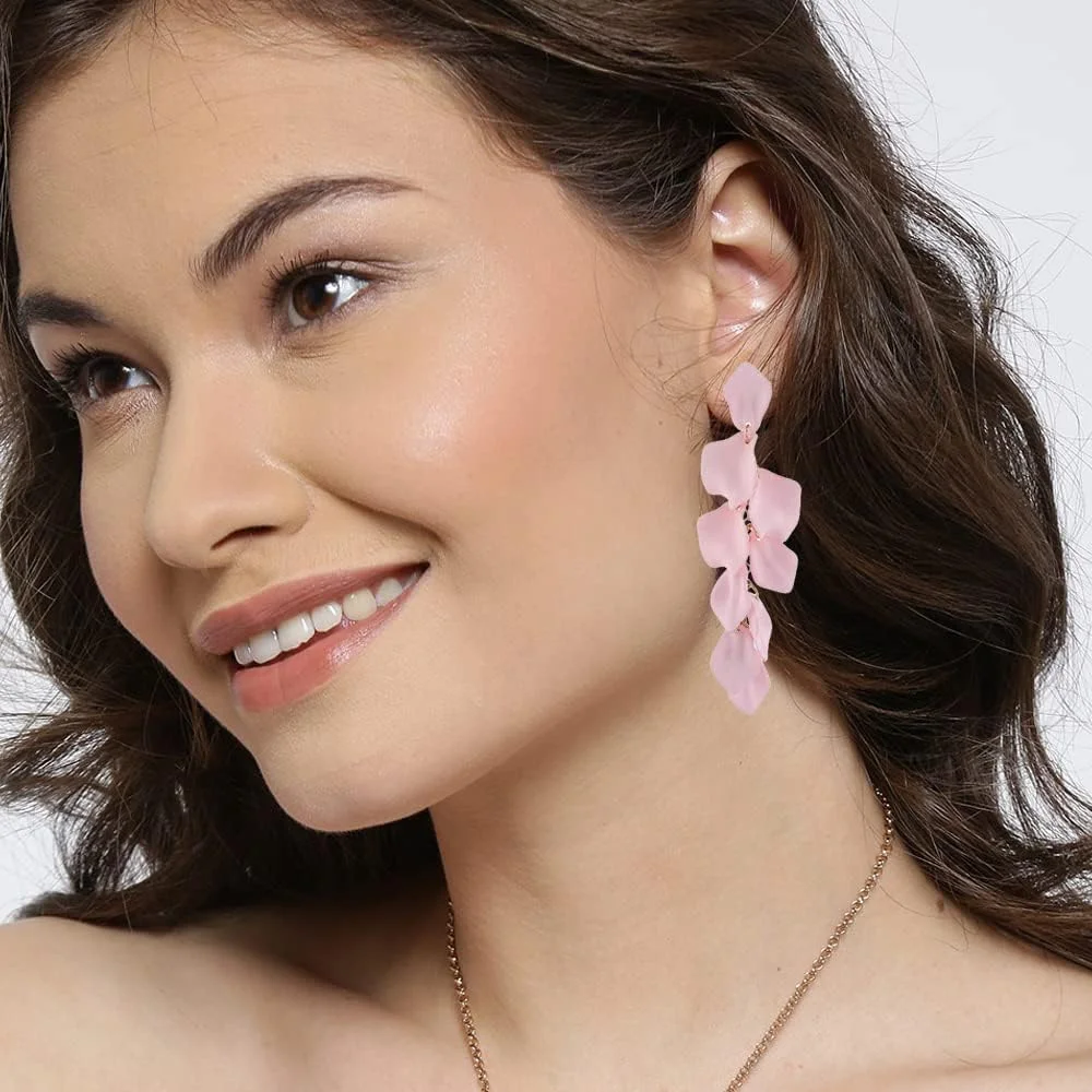 گوشواره های الهام گرفته از افراد مشهور YouBella Jewellery برای زنان، گوشواره های دست ساز برای دختران و زنان (صورتی)