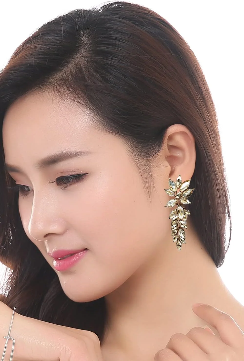 گوشواره زنانه یووبلا جواهرات، گوشواره های کریستالی برای دختران و زنان (شرابی)