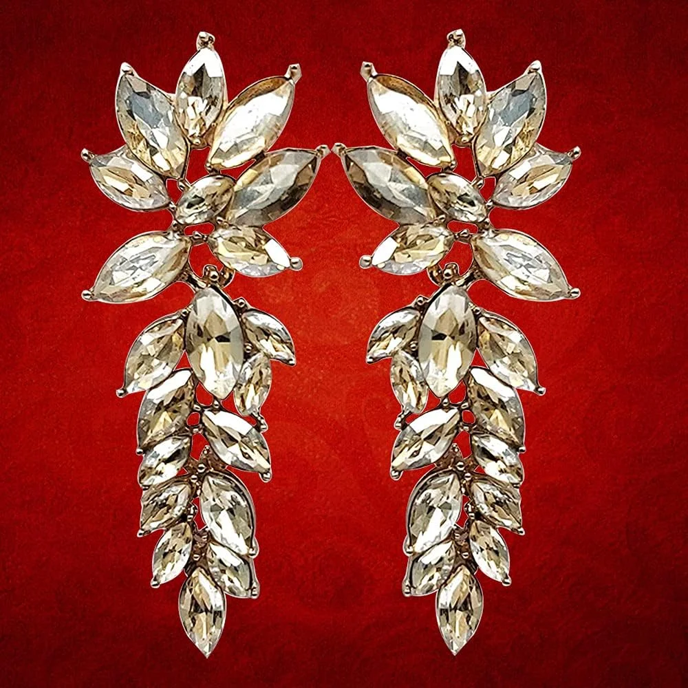 گوشواره زنانه یووبلا جواهرات، گوشواره های کریستالی برای دختران و زنان (شرابی)