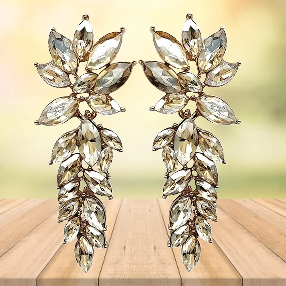 گوشواره زنانه یووبلا جواهرات، گوشواره های کریستالی برای دختران و زنان (شرابی)