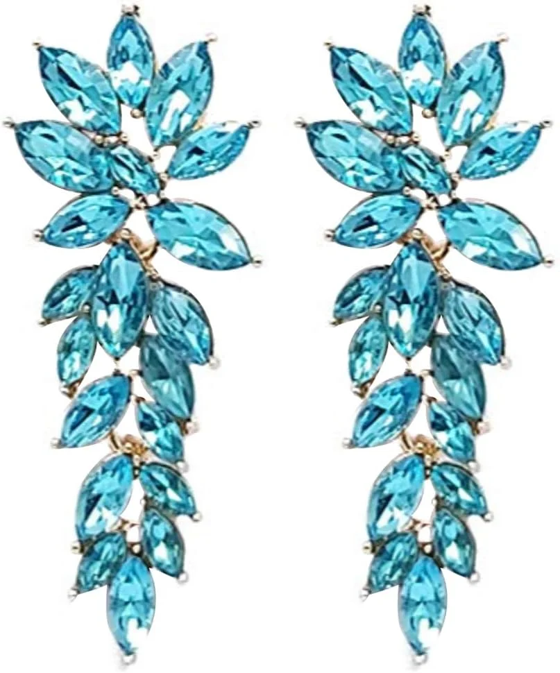 گوشواره های شیک طلایی رنگ نگین دار آبی YouBella مناسب دختران و زنان