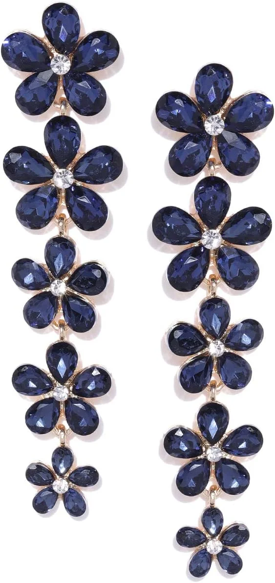 گوشواره های آویز طلایی زنانه یوتبلا مناسب مهمانی (آبی) (YBEAR_32178)