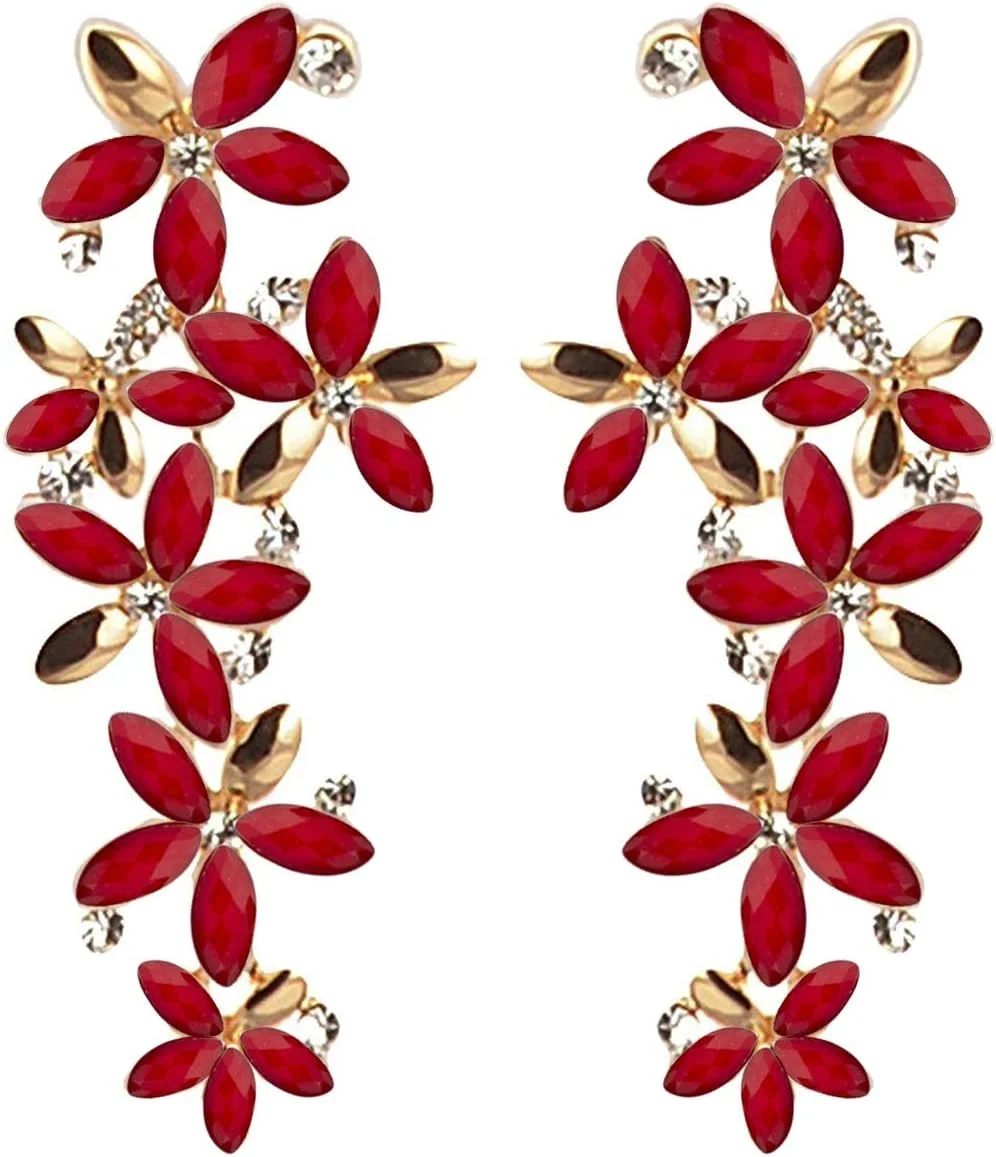 گوشواره های آویز طلایی زنانه یوولا مناسب مهمانی (قرمز) (YBEAR_32210)