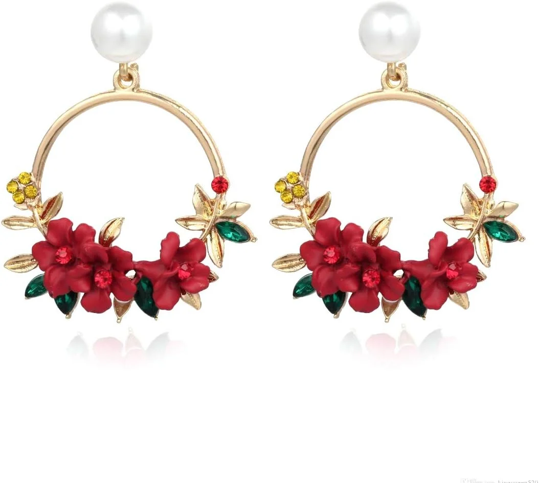 گوشواره های رزینی طرح گل با روکش طلایی و کریستال YouBella مناسب دختران و زنان