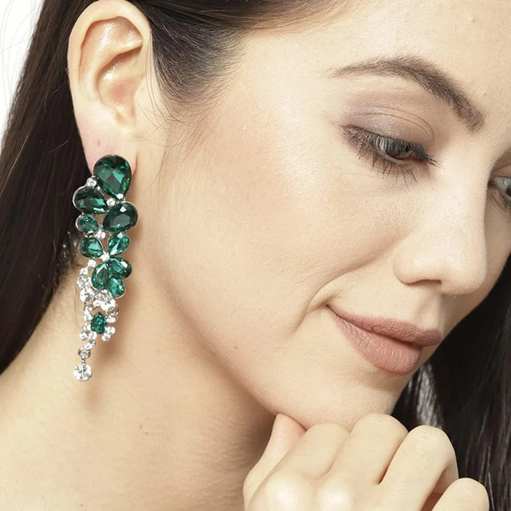 گوشواره های کریستالی YouBella Fashion Jewellery برای دختران و زنان (سبز)