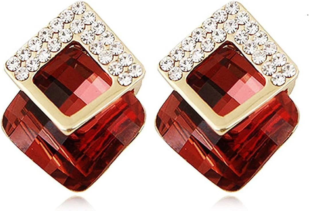 گوشواره های زنانه یوتبلا، روکش طلایی، نگین دار، مدل میخی، مناسب دختران و زنان