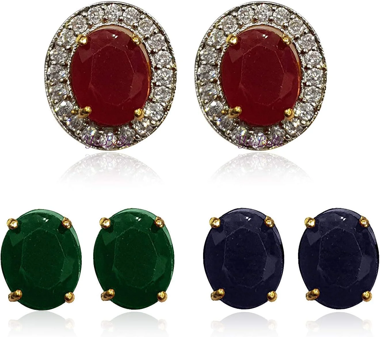 یوتبلا گوشواره های میخی طلایی زنانه مناسب مهمانی (چند رنگ) (بیضی 6 در 1)